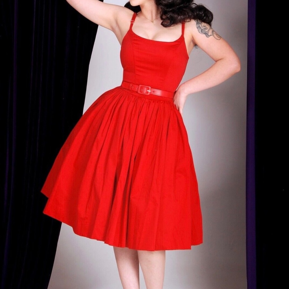 4X NEW red cotton sateen Pinup Couture Girl Clothing  Jenny Dress vintage swing
